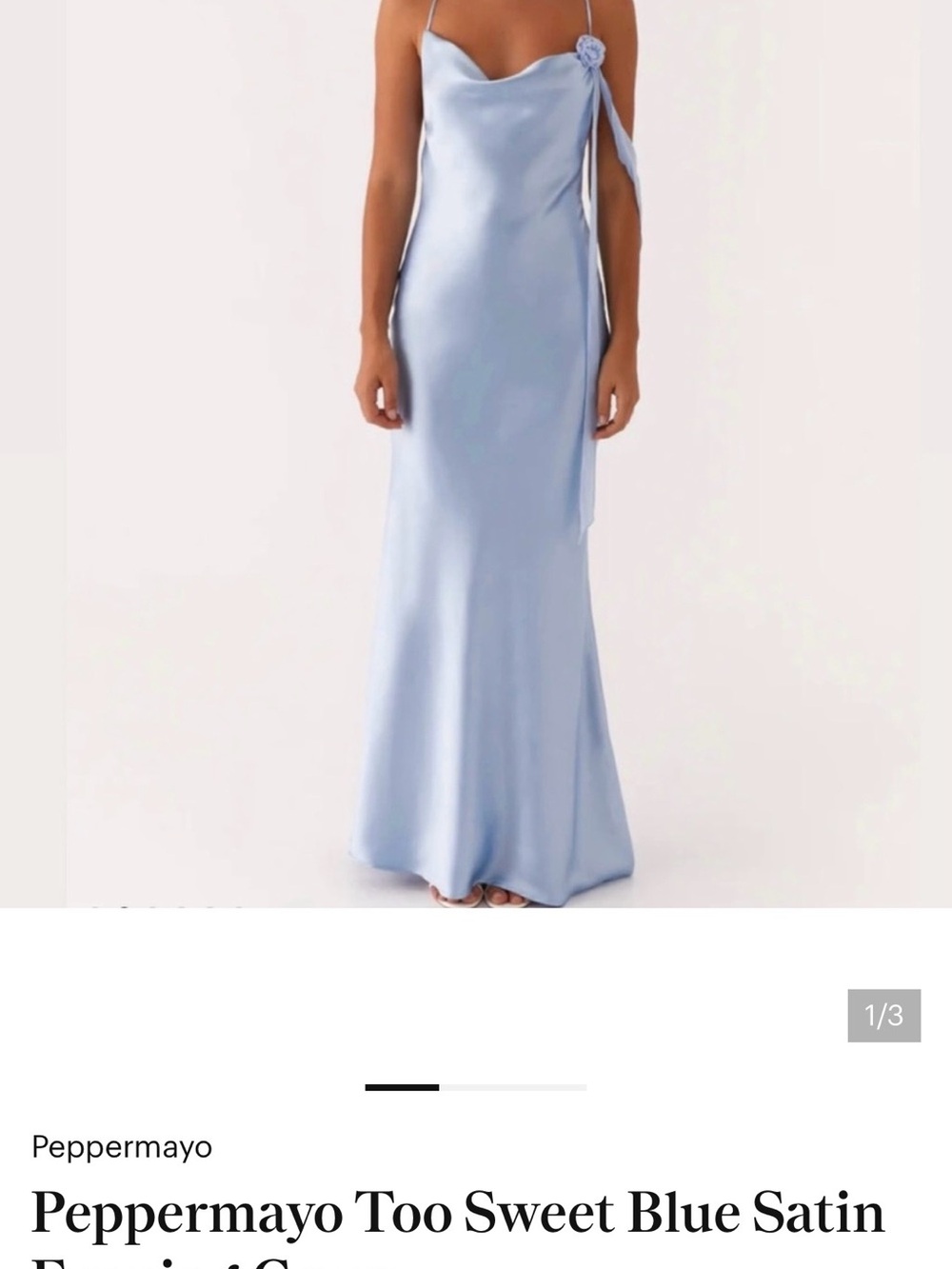 Peppermayo Too Sweet Blue Satin Slip Dress